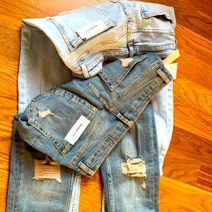 Zara 2pk distressed jeans Skinny Fit light wash & original NWT size 32